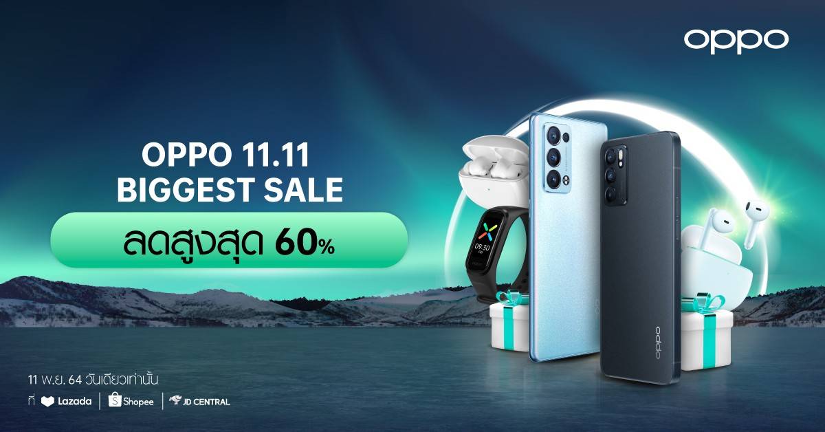 OPPO รับมหกรรมช้อปปิ้ง “OPPO 11.11 Biggest Sale” 11 พฤศจิกายนนี้ ที่ Shopee, Lazada และ JD Central เท่านั้น 1