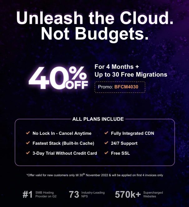 Cloudways ออกโปรลด 40% รับ Black Friday 3